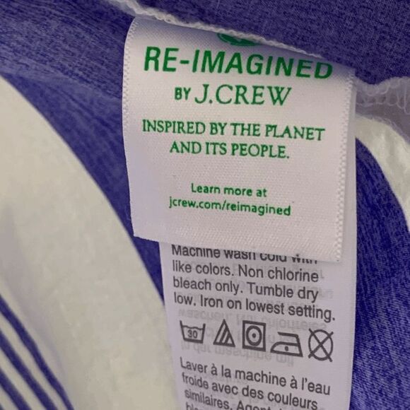 Re-imagined X J.Crew Women's Blue/White Stripes Quarter Button Long Sleeve Top S - Picture 4 of 8